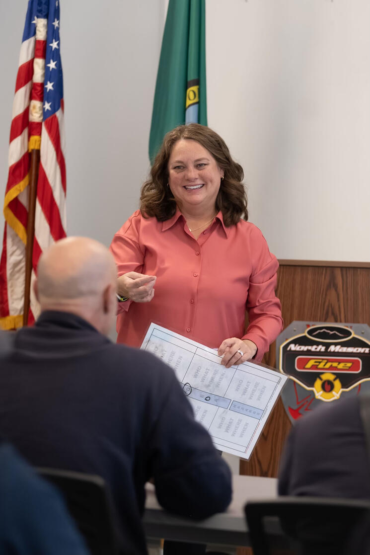 Working inside a firehouse.